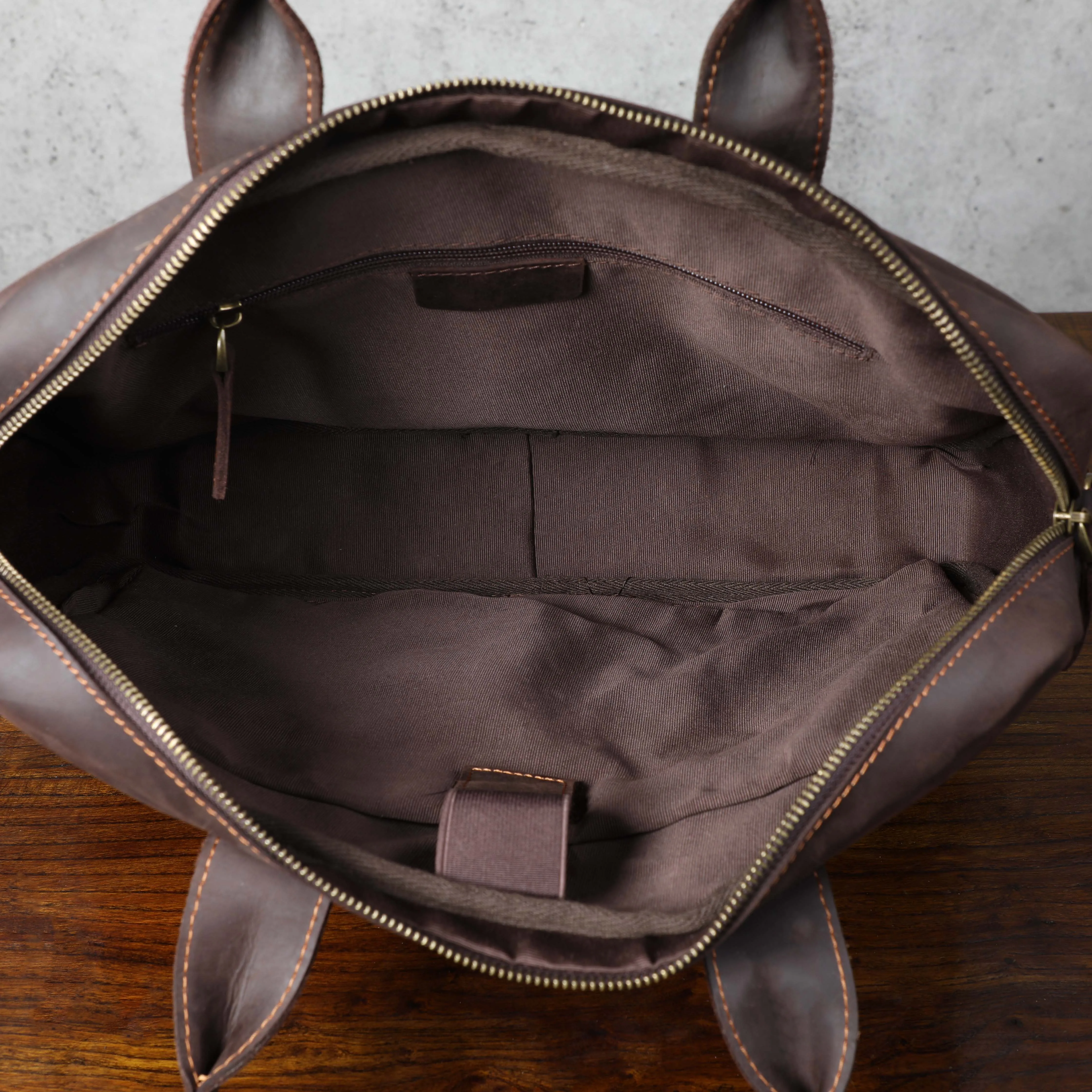 Vintage Echtleder Herren Aktentasche 15" Laptop-Tasche Arbeits- und Business-Herrentasche aus Crazy Horse Leder Schultertasche Handtasche – Detail 14