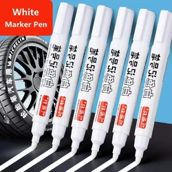 2/4/6Pcs/Set For Metal White Marker Pen Oily Waterproof Plastic Gel Pen Writing Drawing Graffiti Pen Stationery Notebook