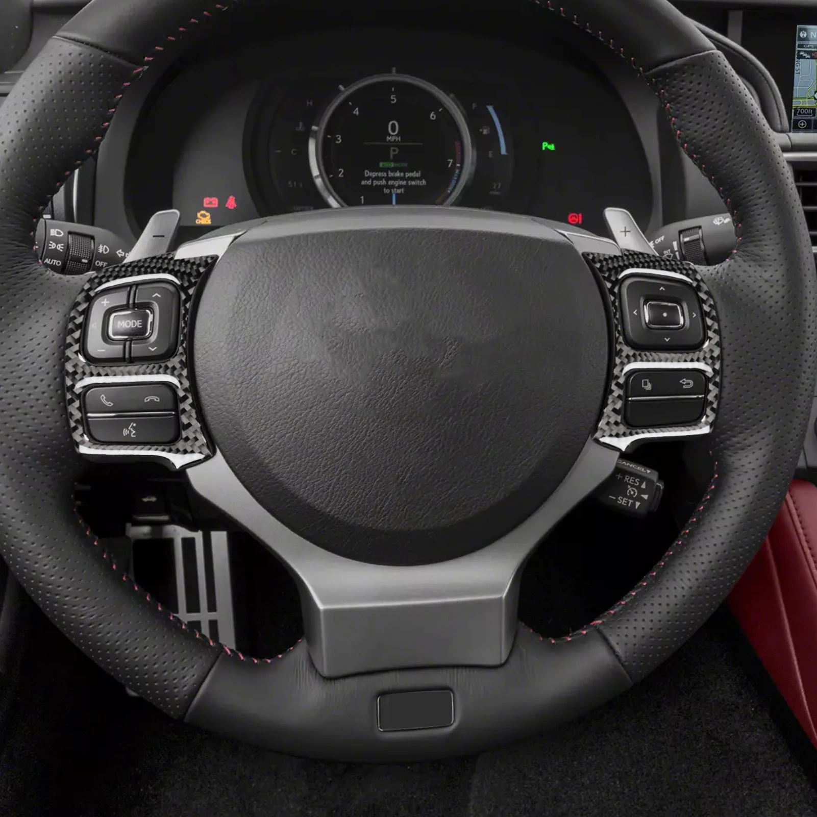 Real Carbon Fiber Car Accessories Steering Wheel Button Cover Soft Sticker For Lexus RC300 RC350 RC200T 2015 16 17 18 19 20-2024