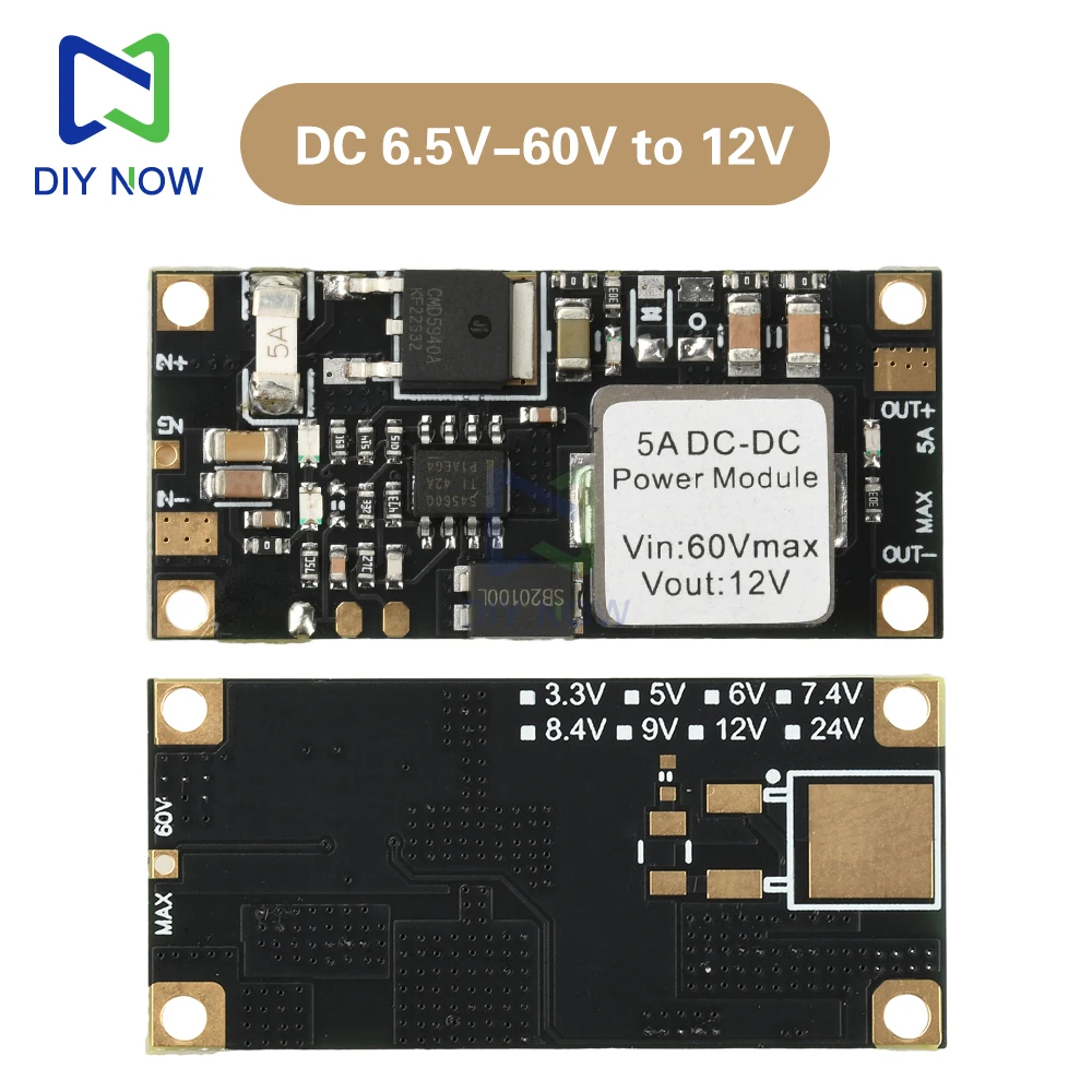 Modulo step-down DC-DC Convertitore DC da 6,5 V-60 V a DC5V/DC12V Modulo step-down non isolato ad alta potenza 5A