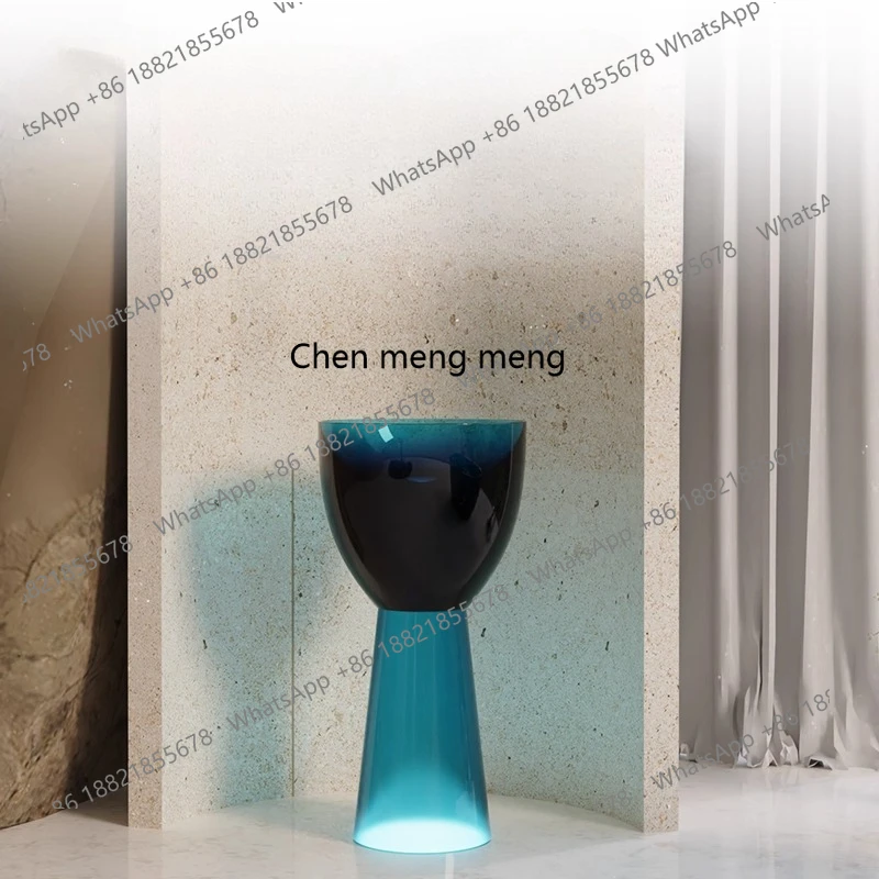 

Crystal column basin, transparent art bathroom, color floor type integrated hand wash basin