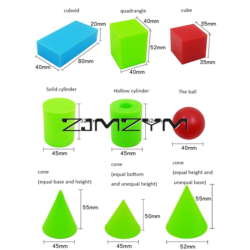 Geometric Body Model Square Cuboid Cylindrical Conical Sphere Hollow Cylindrical Mathematical Tools