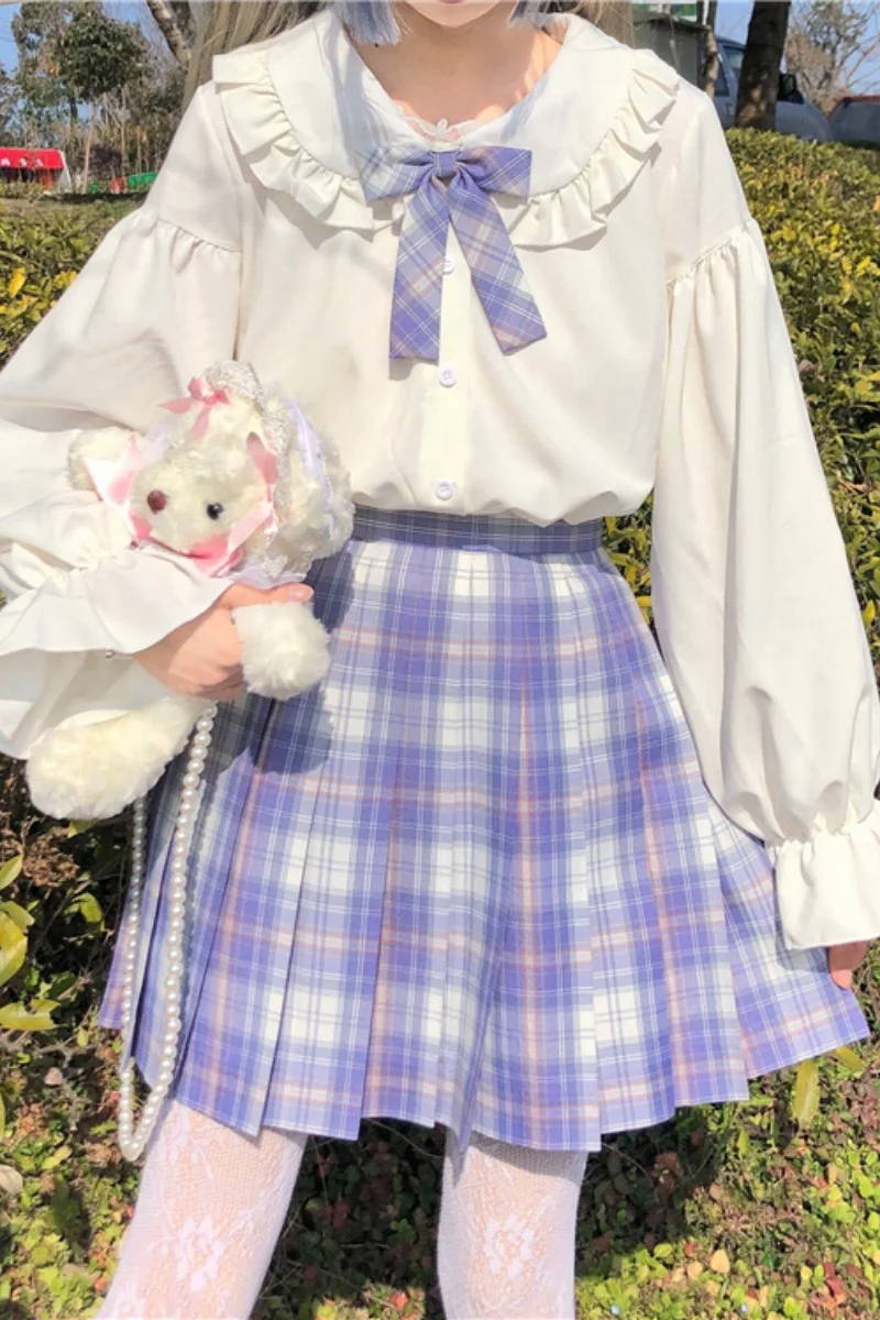 Chemise Japonaise Douce Fille, Kawaii, Col Beurre, Chemise à Manches sulf, Uniforme d\'Étudiante Jk, Chemise Blanche Lolita, Nouvelle Collection