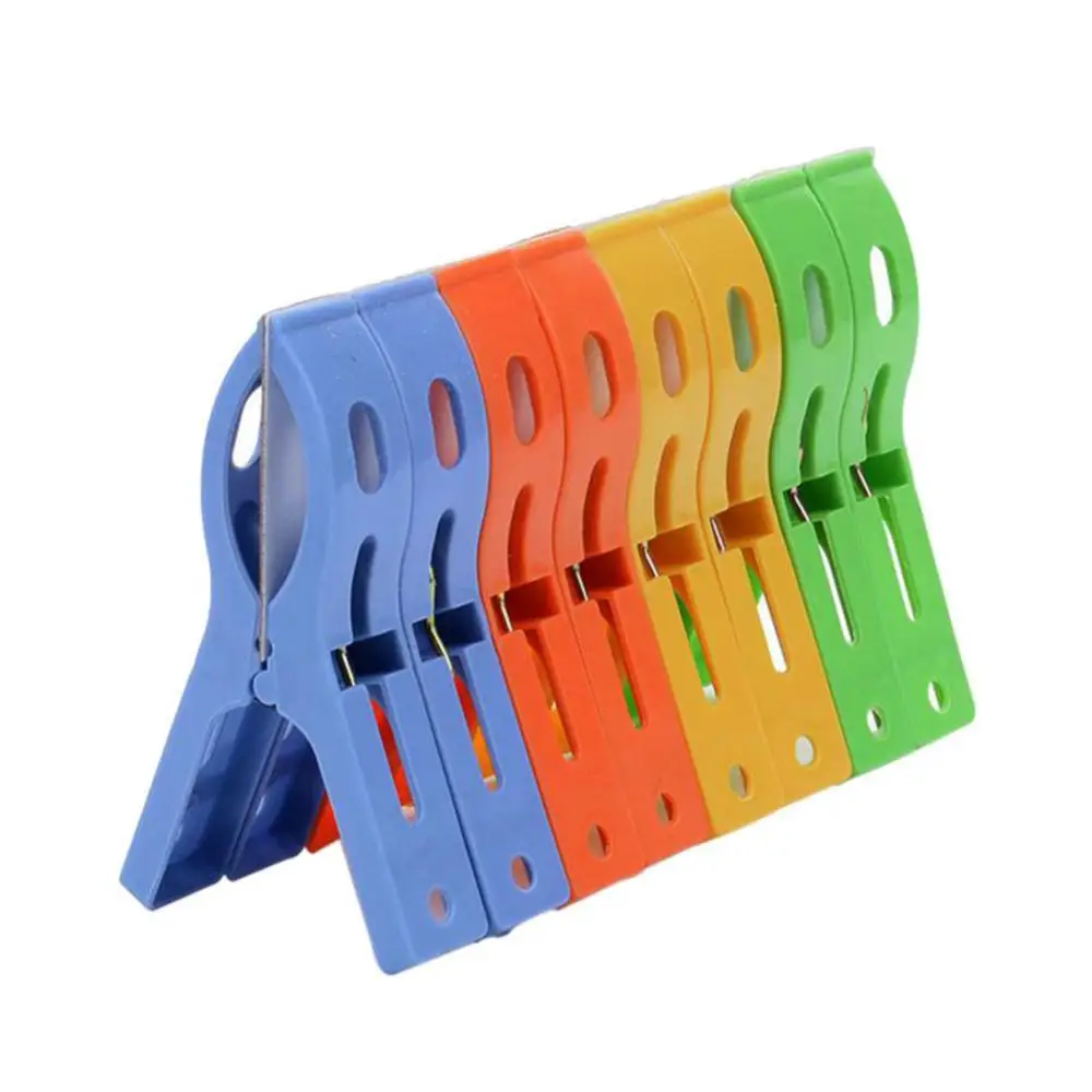 Clips Windproof Non-slip 8 Pcs Clothes Drying Bath Towel Quilt Clamp Hanger Large Spring Beach Towel Large Chair Colorful