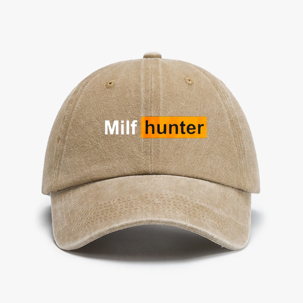 

Funny Milf Hunter Baseball Caps Vintage Distressed Washed Headwear denim hat fashion Unisex Outdoor sports hats