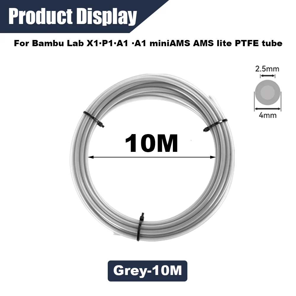 PTFE Rohr 2,5mm ID×4mm OD 5M für Bambu Lab X1/X1C/P1P/P1S/A1/A1 mini/AMS/AMS lite, mit Schneidwerkzeug & Steckverbindern, 3D Druck Schlauch