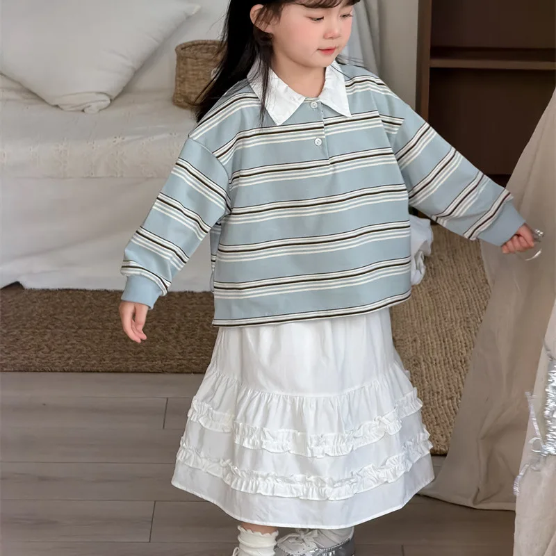2026 Spring New Product Children's Korean Version Lace Fungus Skirt Girl Baby Foreign Style Solid Color Cotton Skirt