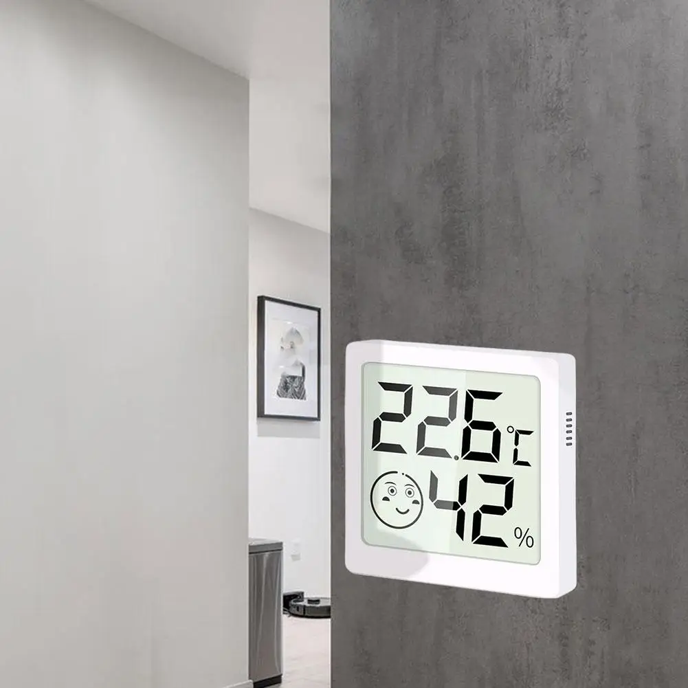 مقياس حرارة LCD رقمي صغير، مقياس رطوبة للغرفة الداخلية، مقياس درجة الحرارة والرطوبة الإلكتروني الصغير، محطة الطقس المنزلية
