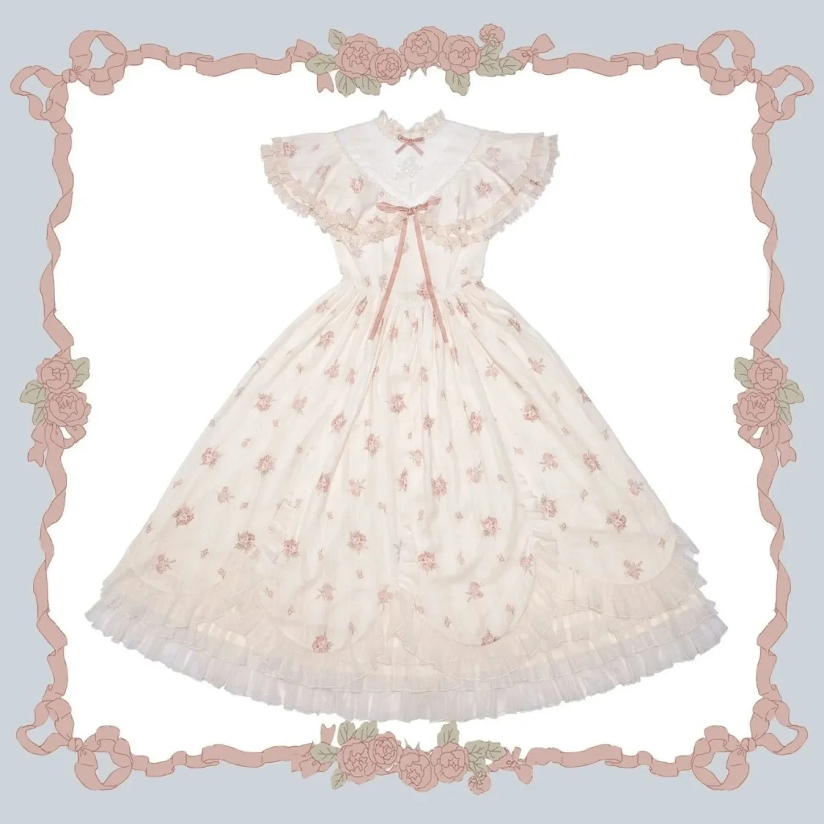 Vestido de princesa Palace Lolita Escape encaje Hada de las flores vestido Vintage de verano Kawaii Lolita romántico victoriano vestidos de quinceañera