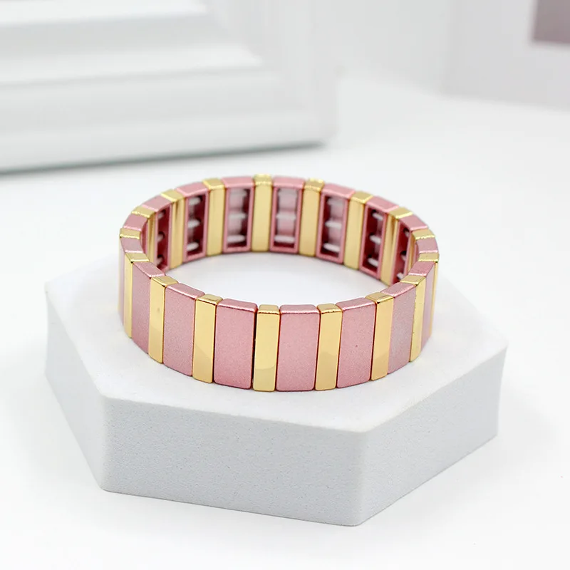 Fashion Exquisite Gold-plated Color Paint Enamel Ladies Bracelet Bracelet DIY Bohemian Trendy Charm Elastic Bracelet Jewelry