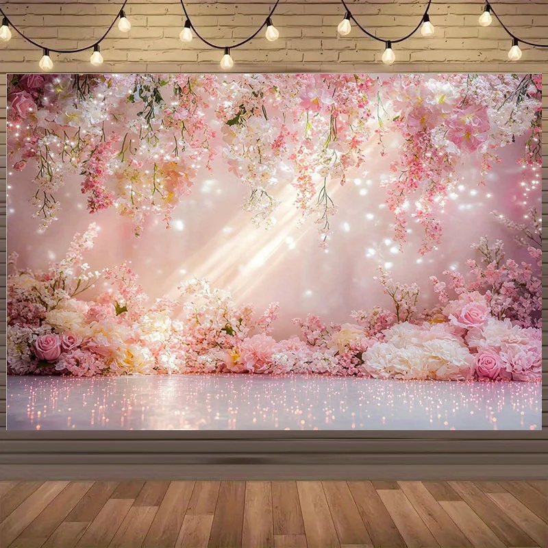 

1 Romantic cherry blossom Wonderland background cloth - party background, cute pink and white cherry blossom decoration