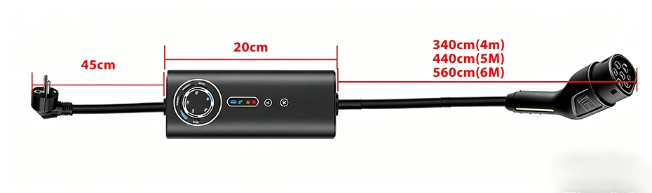Junsun Typ 2 Tragbares EV-Ladegerät 3,6KW 7KW 11KW 22KW IP65 Wasserdicht Outdoor Modus 2 Ladekabel mit 6 8 10 13 16 20 24 32A Einstellbarem Strom, Programmierbarer Ladefunktion, Touch-Tasten-Steuerung, 2 Jahre Garantie für EU-Elektroautos, Hybrid- und BEV