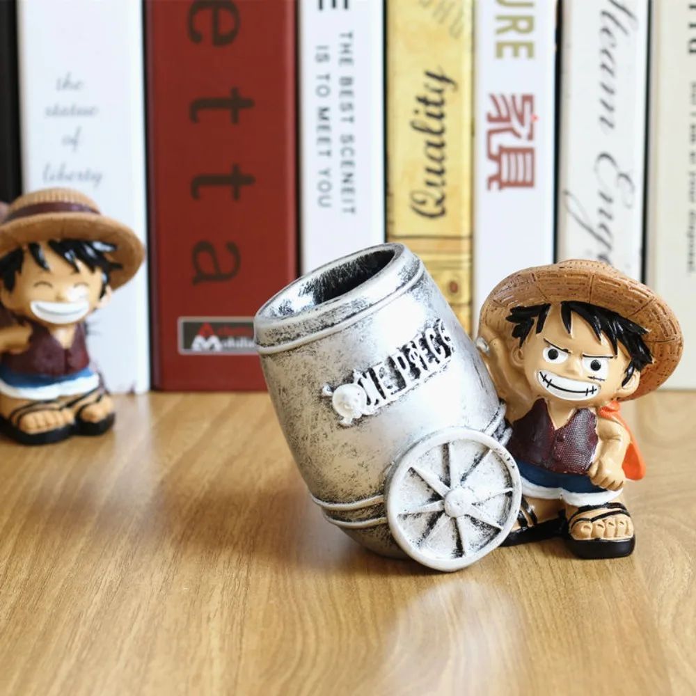 Soporte creativo para bolígrafo Luffy de una pieza, organizador de escritorio, caja ciega de Anime, juguete, decoración de escritorio de oficina, regalo práctico para estudiantes