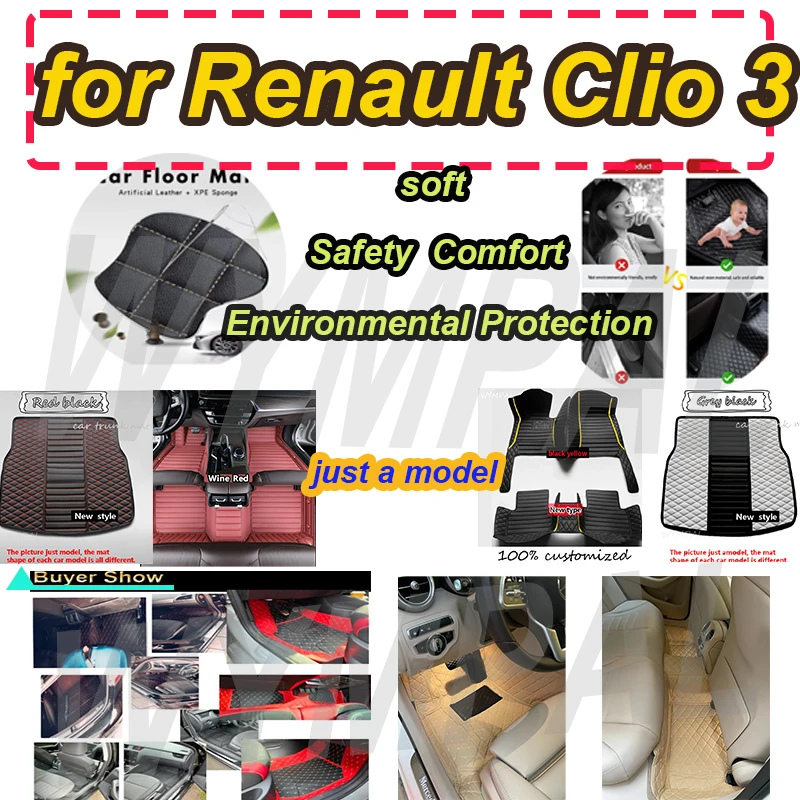 

LUXURY Custom Car Mats With Pockets Floor Carpet Rugs For Renault Clio 3 2014 2015 2016