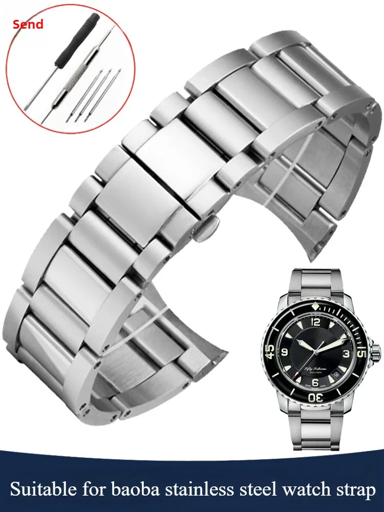 

Suitable for Blancpain 50 fathom stainless steel strap 50 fathom diving arc mouth bracelet 5015 blue ceramic steel strap 23mm