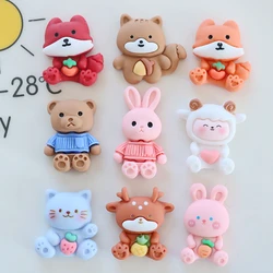 10 Pcs New Mini Kawaii Cartoon Fox, Animal Bear Resin Cabochons Scrapbook Diy Jewellery Hairpin Accessories Decorate Craft