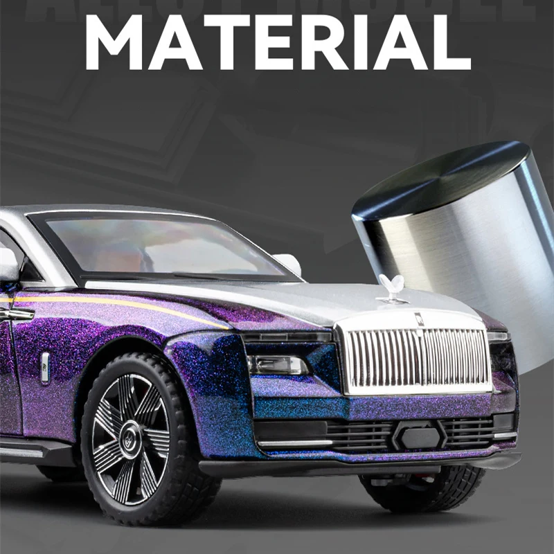 1:24 Rolls Royce Spectre Alloy New Energy Car Model Diecasts Metal Luxy Car Vehicles Model Simulation Sound Light Kids Toys Gift