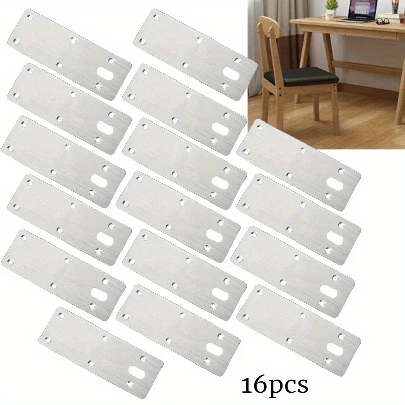 

16pcs Brace Plates Metal Repair Stainless Steel DIY Plates for Wood Fixing Connector Fixing Brackets Shape Brackets Flat Corner