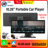 BQCC Universal 10.26'' Portable Car Player IPS Screen Car DVR Wireless Carplay Android Auto BT FM Multimedia Smart Stereo Radio