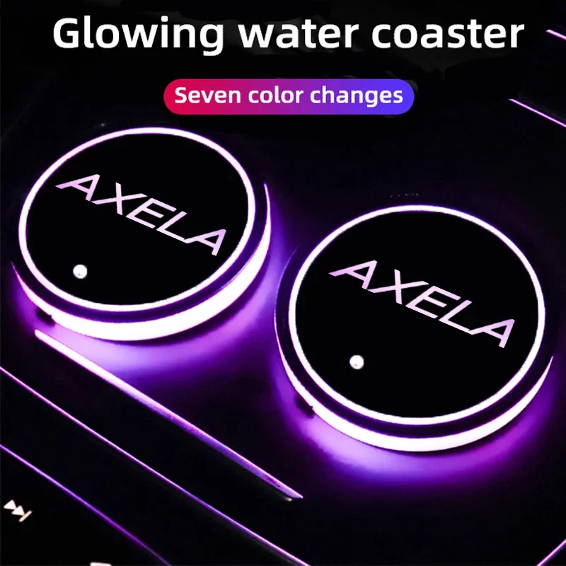 Luminous Intelligent Car Water Coaster for AXELA USB Power Atmosphere Light Non-slip Drinks Holders Decorate Cup Slot Mat