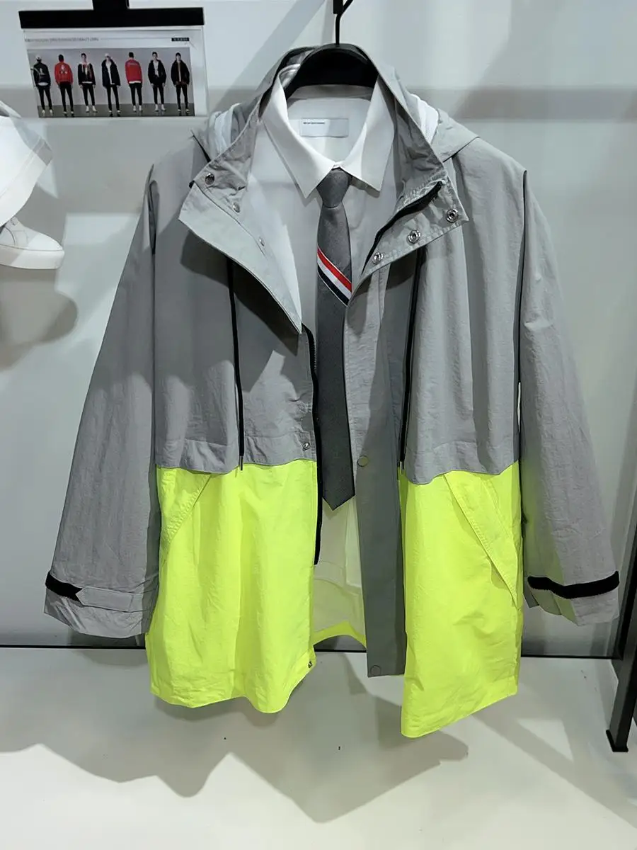 

Мужская ветровка оверсайз, куртка с капюшоном, цвет блузки, модное повседневное пальто, нейлоновая ткань, одежда на четыре сезона для молодежи