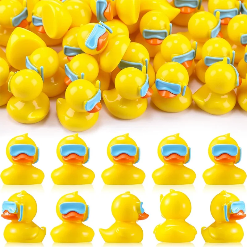 5/10 Uds Mini patos de buceo de resina en miniatura, figuras de patos pequeños de playa de verano para decoración DIY de micropaisaje de jardín de hadas