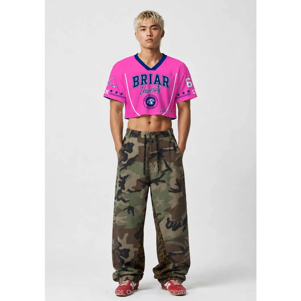 Ladies' Fitness Exercise, Trendy, Y2K， University City Virtual Team Support Uniform, Women's Crop Top V-neck Spicy Girl Outfit