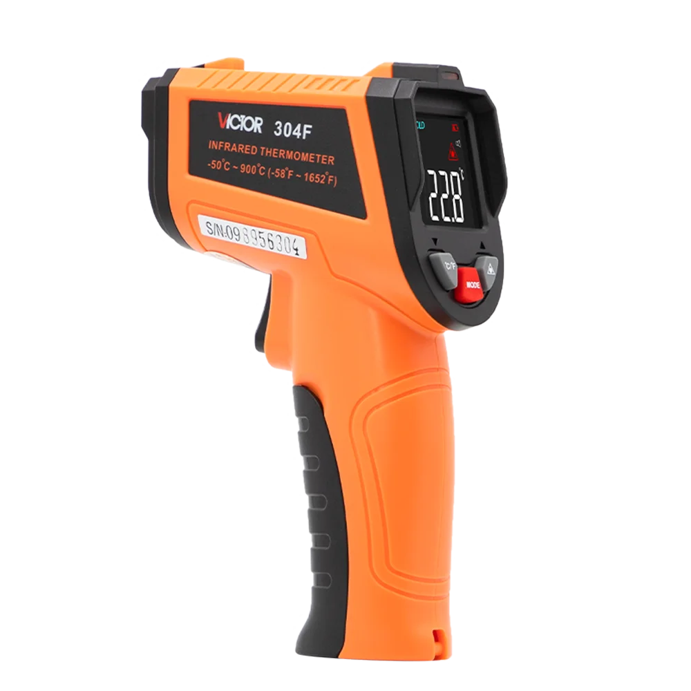 

China shenzhen VICTOR 304F non contact industrial digital thermometer temperature gun range -50- 900 Celsius VA color display