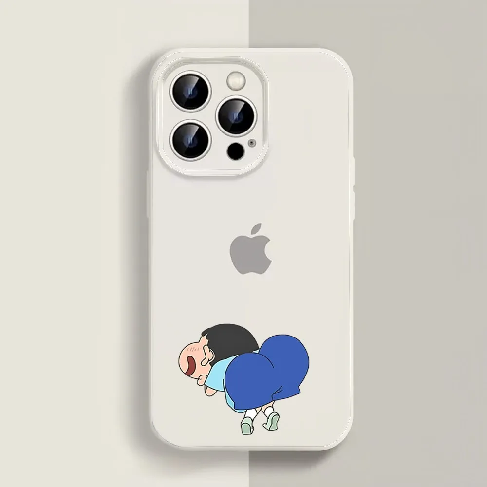 Funny Cartoon C-Crayon S-Shin-chan-n Phone Case For Iphone 11 13 14 15 16 Pro Max X Xr Xs Max Se2020 12mini White Cover Case