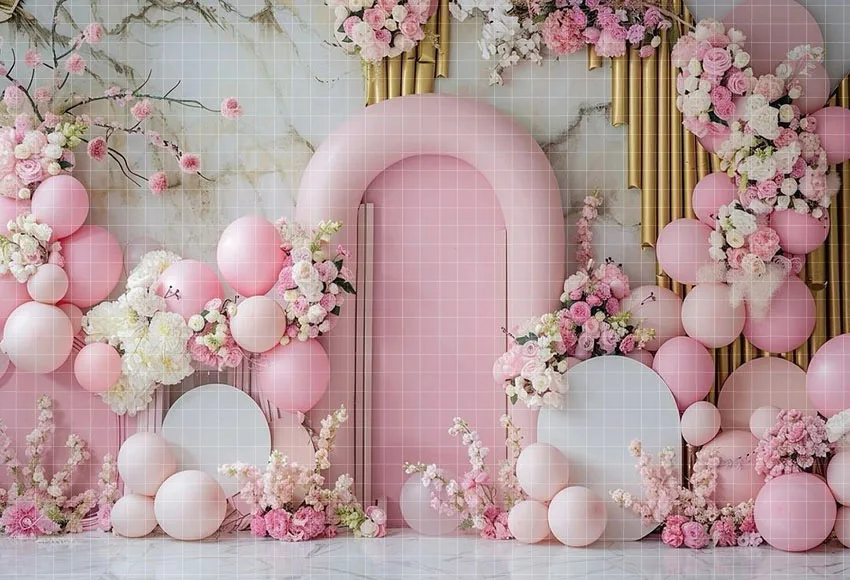 Mehofond 사진 배경 아치 벽 핑크 풍선 어린이 성인 생일 파티 출산 초상화 장식 배경 사진 스튜디오