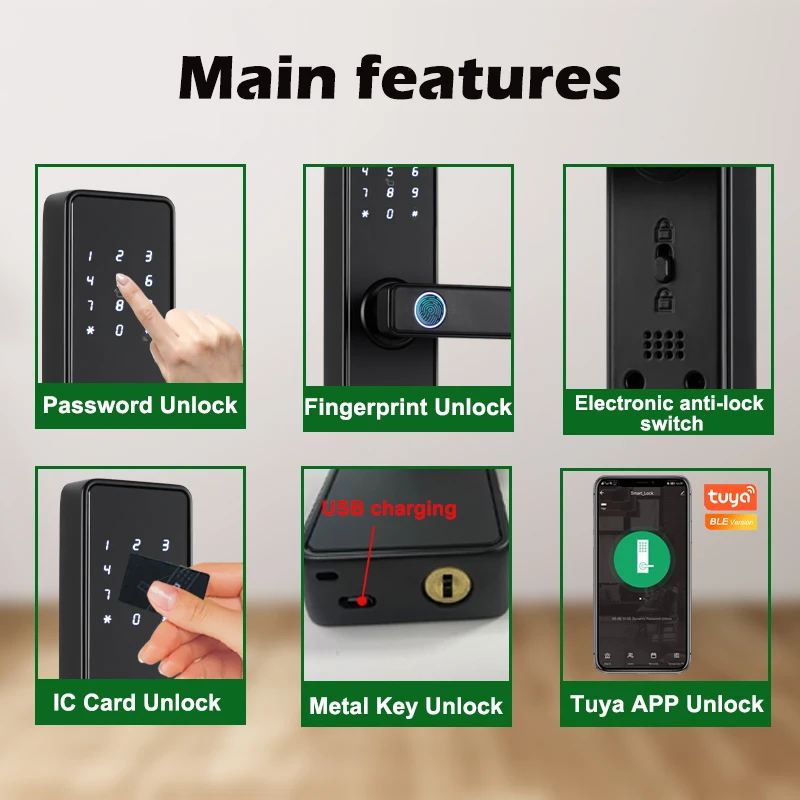 CDOK F30 Tuya Bluetooth Smart Door Lock, Fingerprint Password Unlocking, Can Be Used With Gateway Remote Unlocking