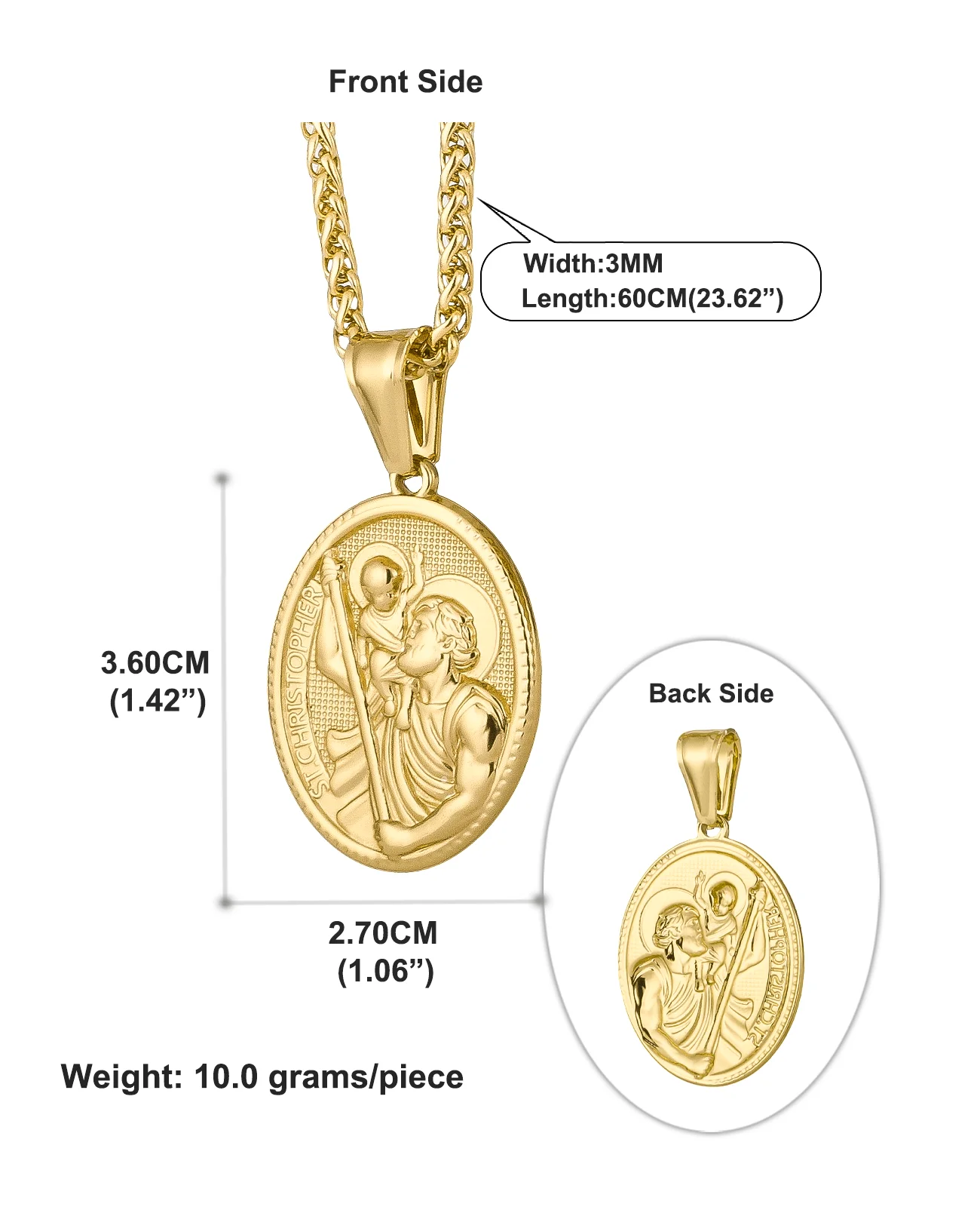 Diyalo 3 ألوان الفولاذ المقاوم للصدأ سانت كريستوفر قلادة تميمة عقد دي اي واي تأكيد الأسرار مجوهرات الإغاثة الدينية