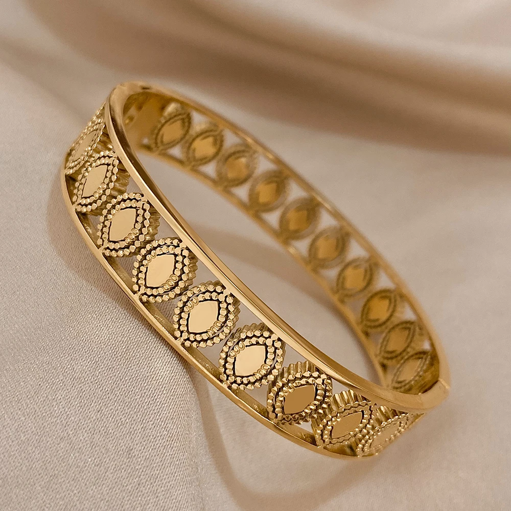 Dodohao กำไลข้อมือสแตนเลส316L เป็นเอกลักษณ์สำหรับผู้หญิงผู้ชายเครื่องประดับชุบทอง