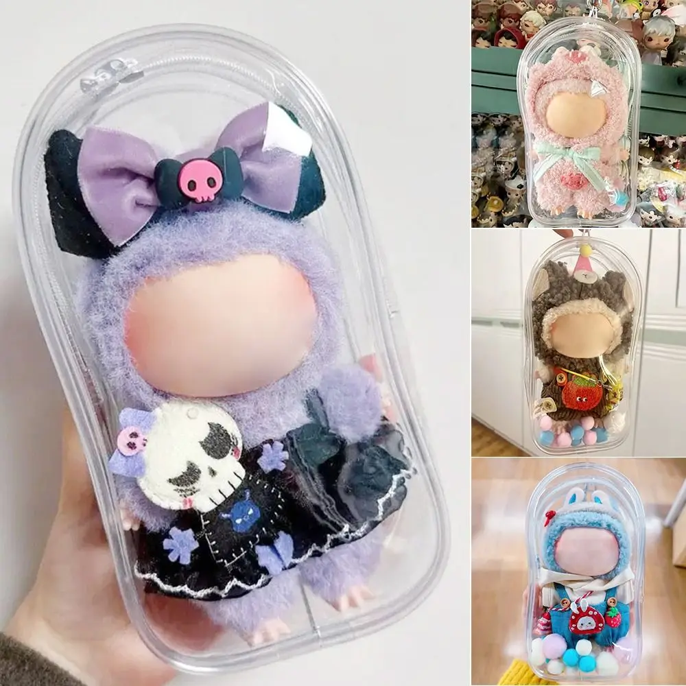 Thickened Labubu Doll Protective Bag 18cm Cotton Doll Transparency Cable Organizer Box Dust Protection Sunproof Rainproof