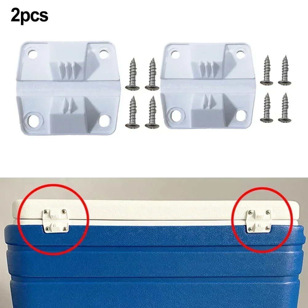 2 pcs Hinge and 8 pcs Screws For COOLER Plastic Hinge Kits Replacement 5.7x5x1.3cm Outdoor practical Camping Accessories