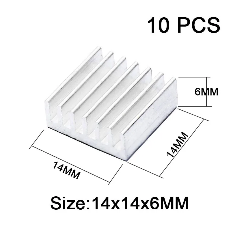 10pcs Aluminum Heatsink 14*14*10mm Electronic Chip Radiator Cooler 3M Thermal Double Sided Adhesive Tape