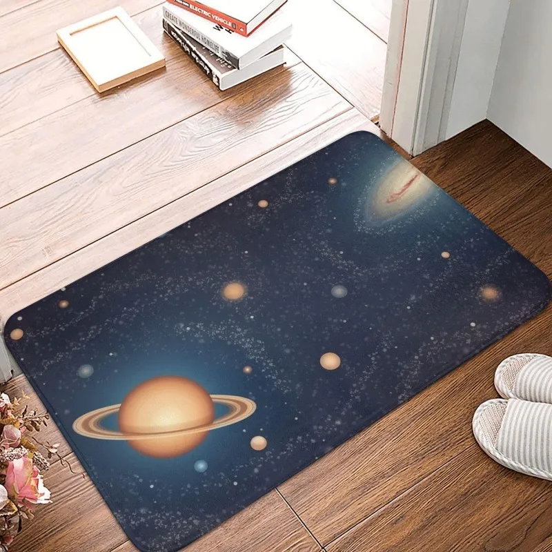 Cool Printed Doormat Cosmic Galaxy Planet Space Theme Art Floor Mat for Entryway Hall Indoors Outdoors Modern Home Daily