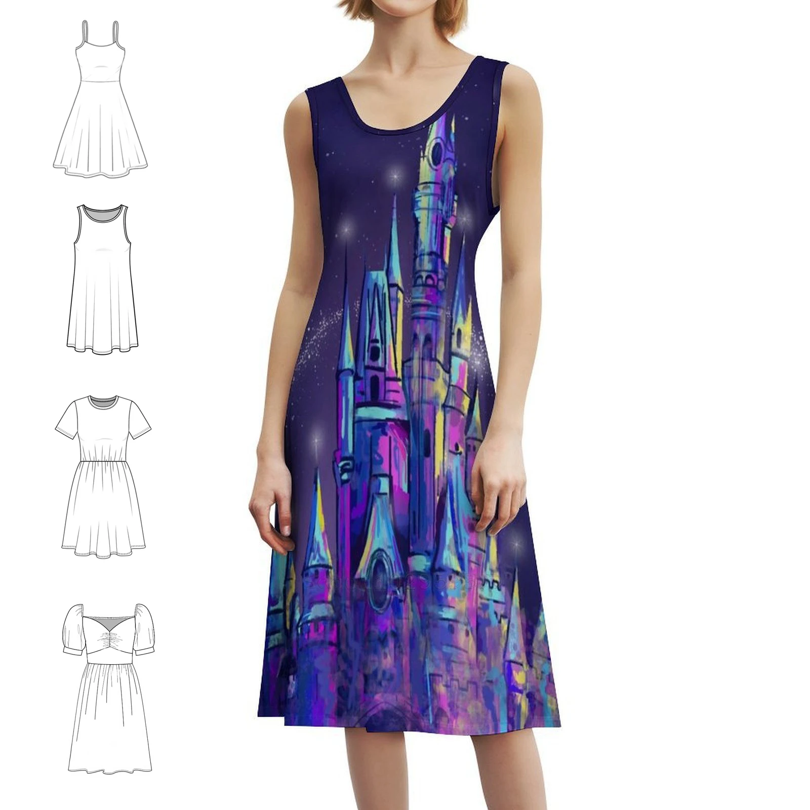 

Женское элегантное праздничное платье Princess Magical Castle Orlando, платье трапециевидной формы с короткими/длинными/без рукавов, замок Орландо