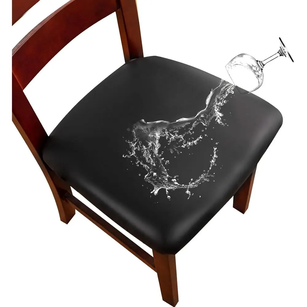 

Genina Waterproof PU Leather Seat Covers for Dining Chairs,Chair Seat Covers Set of 6, Stretchable Dining Room Chair Seat Covers