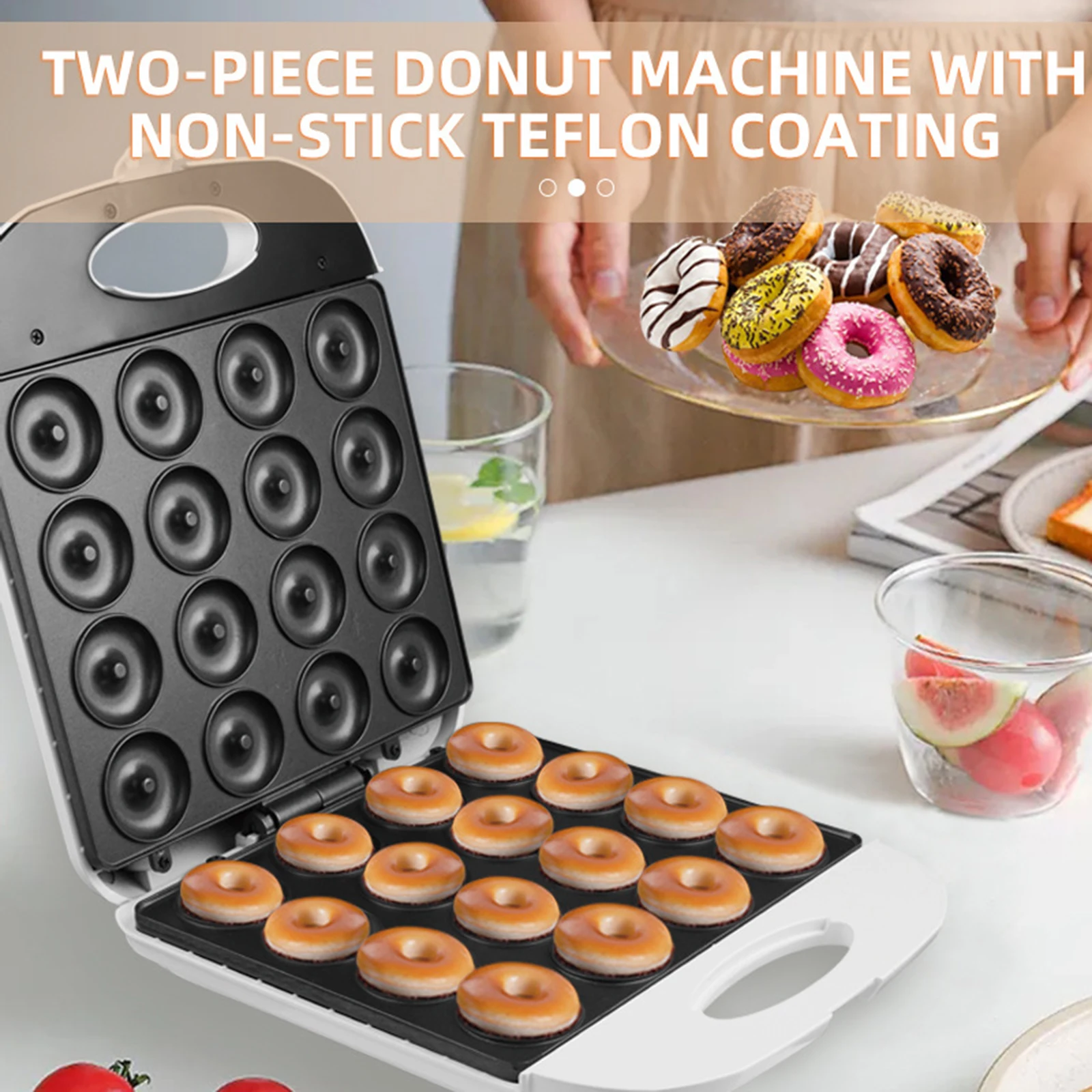 

Electric Baking Machine for Breakfast Household Donut Maker Non Stick Coating Kitchen Donut Maker 16 Holes Bread Bakeware Sets