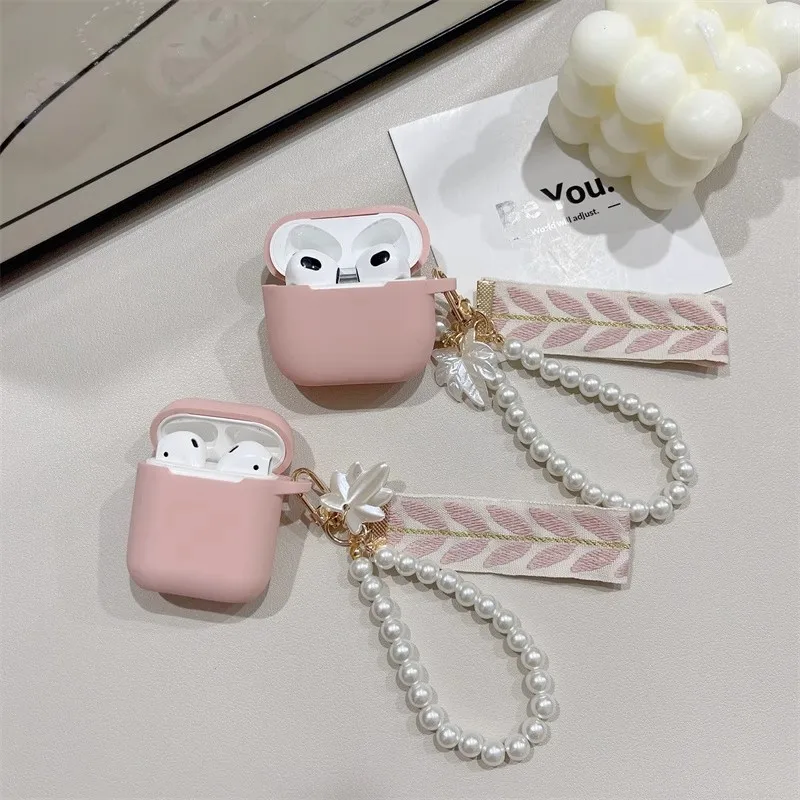 Cute Pearl Keyhain For apple AirPods 1/2/3 Case Pink Silicone Earphone Case Cover For AirPods Pro 2nd Headset Box Shell funds