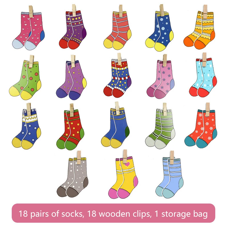 Toddler Montessori Material DIY Toys Socks Colors Sorting Matching Games Early Educational Learning Toys Preschool Teaching Aids