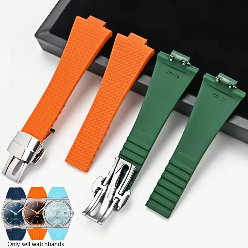 

Ремешок FKM 11 мм 12 мм для Tissot PRX Series Super Player, выпуклый фторкаучук, быстросъемная пряжка-бабочка, ремешок для часов, аксессуары