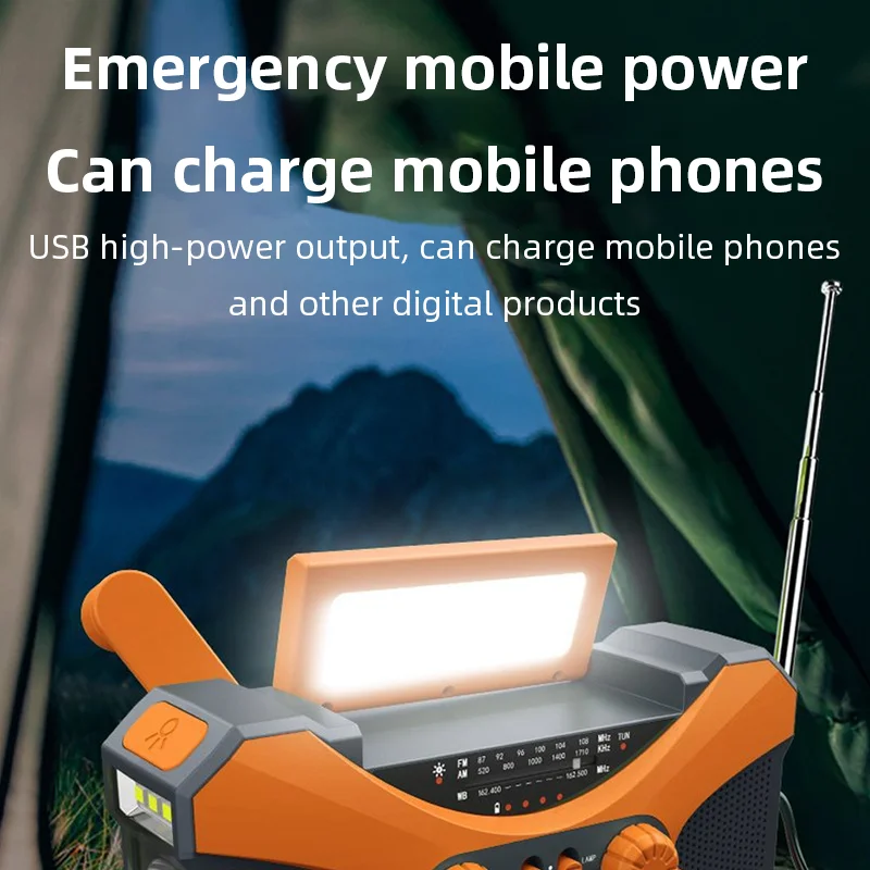 Portable Emergency Radio With Solar Charging Function Emergency Lighting Hand Crank Charging Suitable for Outdoor Camping Backup