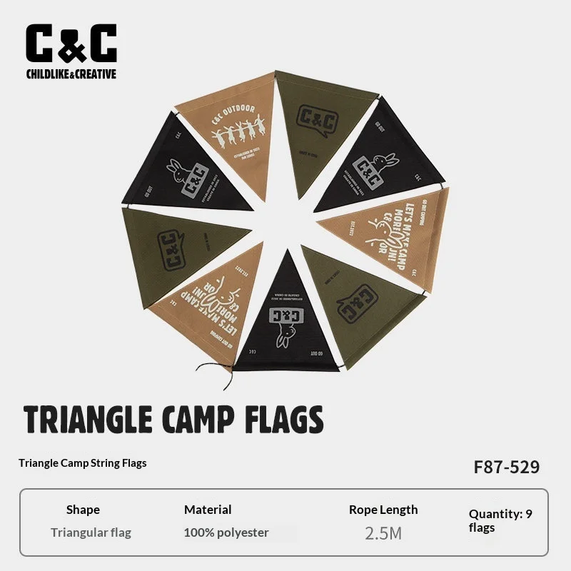

Треугольная гирлянда-флажки C C для кемпинга, украшение для глэмпинга, походов, пикников, кемпинга, для любителей приключений на природе