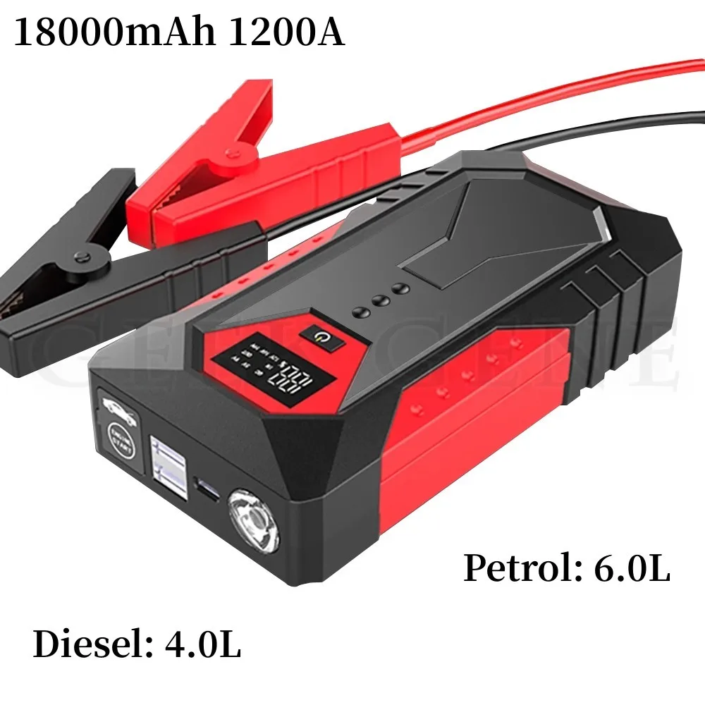 High Power 18000mAh Car Jump Starter Power Bank Car Booster Charger 12V Starting Device Petrol Diesel Car Emergency Booster