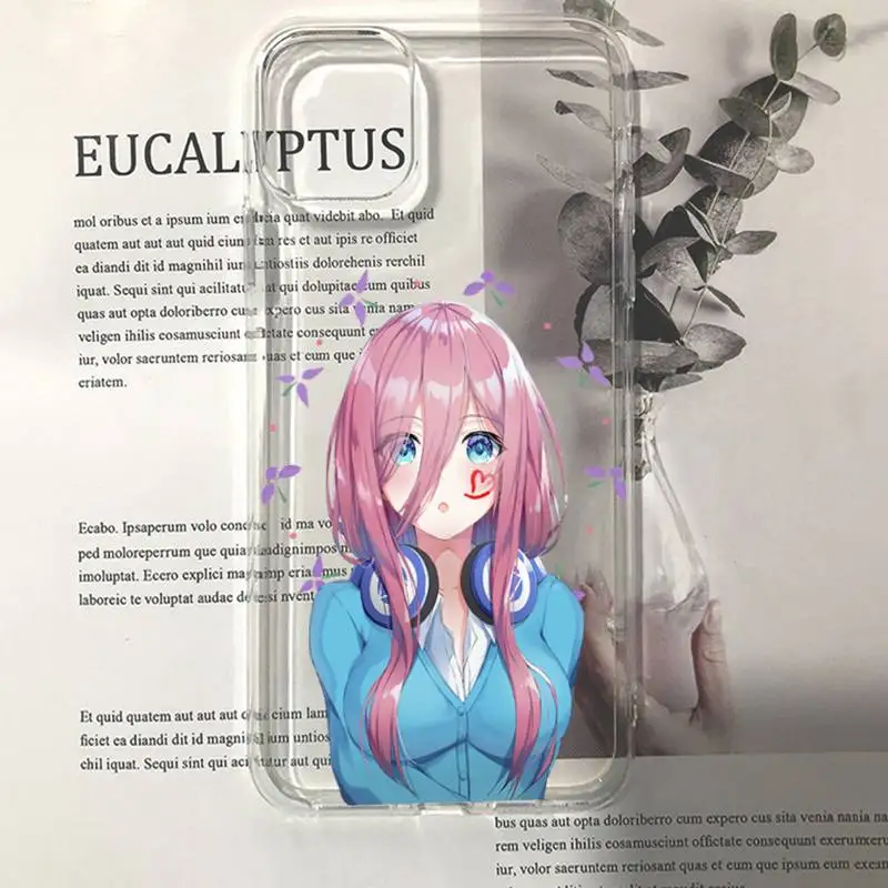 Nakano miku Gotoubun no Hanayome Phone Case For iPhone 11 12 13 14 Mini Pro Max XR X XS TPU Clear Case For 8 7 6 Plus SE 2020