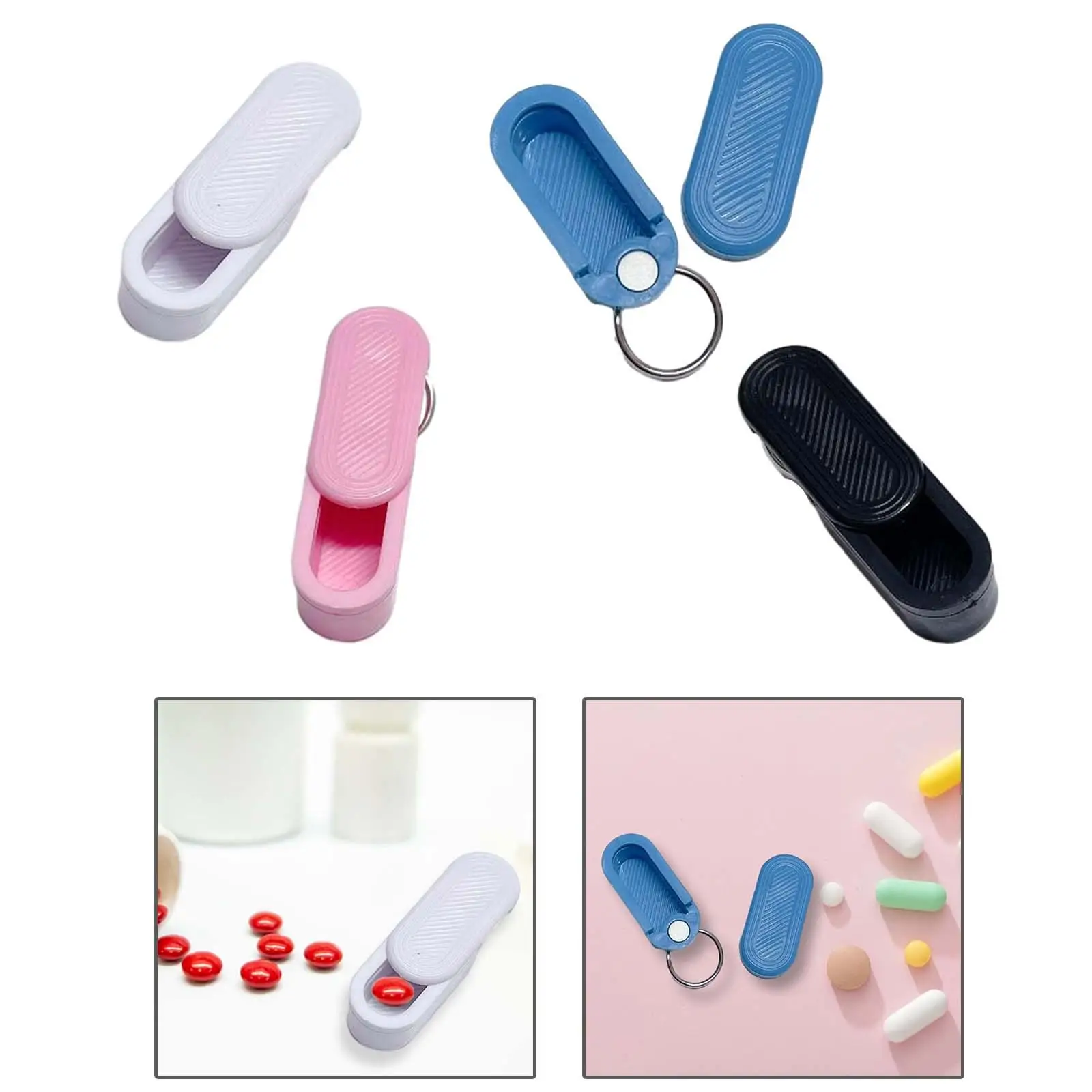 Keychain Pill Holder Organizer Pill Dispenser Container Pocket Capsule Box Pill Box for Hiking Emergency Fishing Travel Outdoor