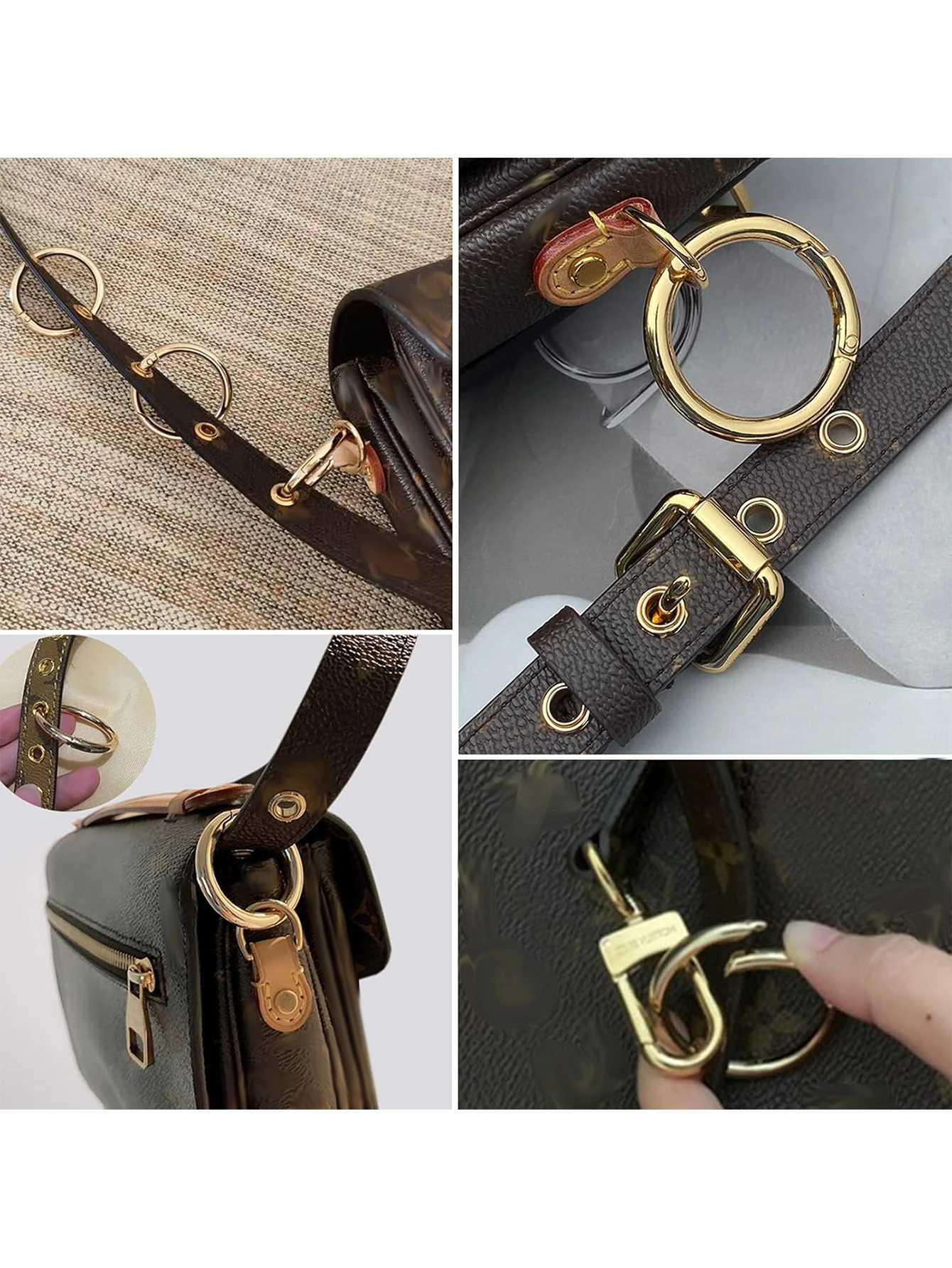 2 Stück dicker O-Ring für Geldbörsenriemen, Federringe, 1/1,25/1,5 Zoll Durchmesser, Handtaschen- und Schlüsselzubehörhalter, hellgold/silber – Detail 3