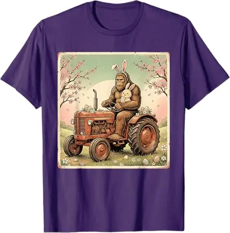 Oster-Bigfoot-Hase-Traktor Lustiges Frühlings-Sasquatch-Bauern-T-Shirt Y2K Niedliches Ästhetisches Grafik-Spruch-T-Shirt Oster-Neuheitsgeschenk-Oberteil – Detail 9